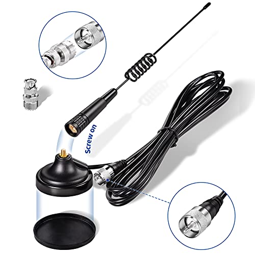 BINGFU 27MHz CB Radio Antenna, PL259 Interface, BNC Male Connector, Compatible with Car, Truck, Mobile, and Handheld CB Radios, Including Cobra, Midla