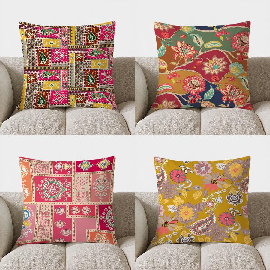Colorful Geometric Ethnic Pattern Double-sided Printed pillow cover Short plush Suitable living rooms sofas throw cushion cover