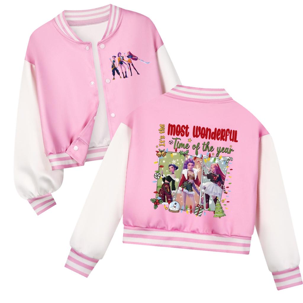 Kids Seven Sleeve Round Neck Christmas Printed Casual Top