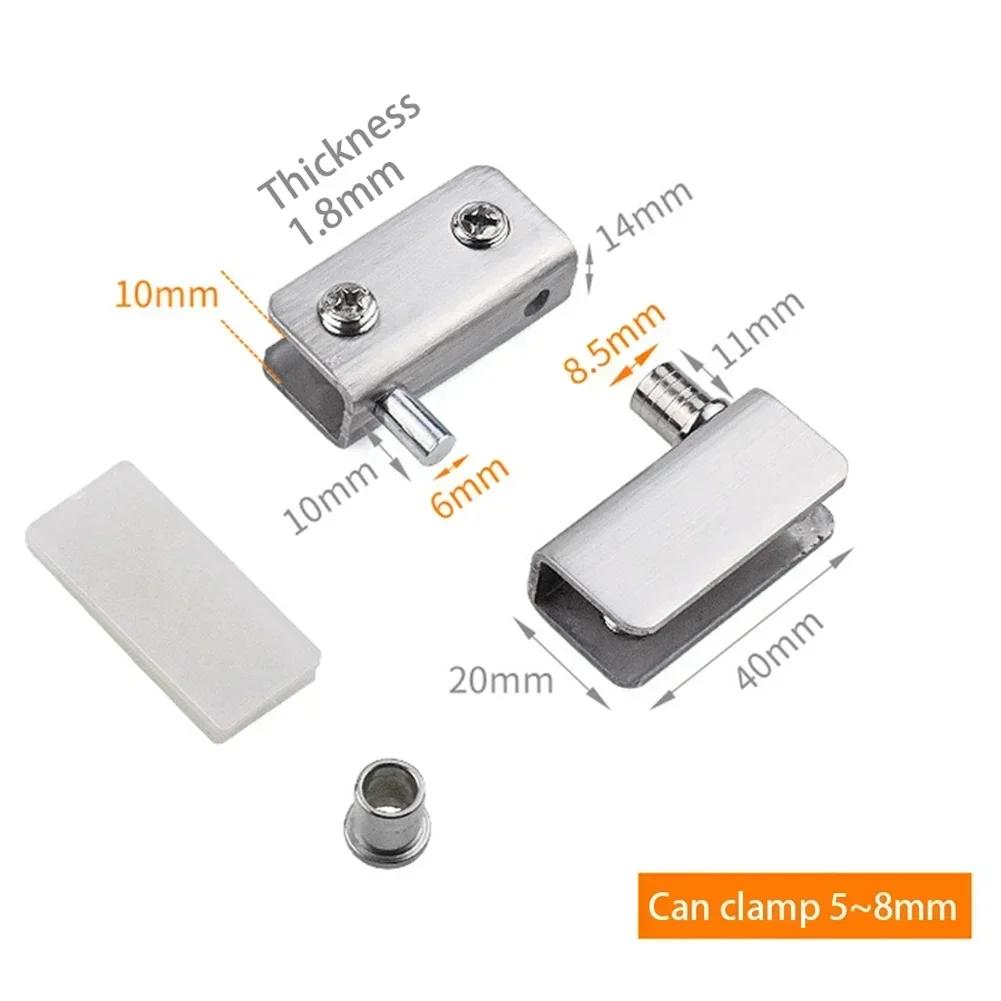 

1 Pair Glass Door Hinges Stainless Steel Cabinet Pivot Hinge Clip No Drilling Building Hardware Doors Home Improvement Garden срібний