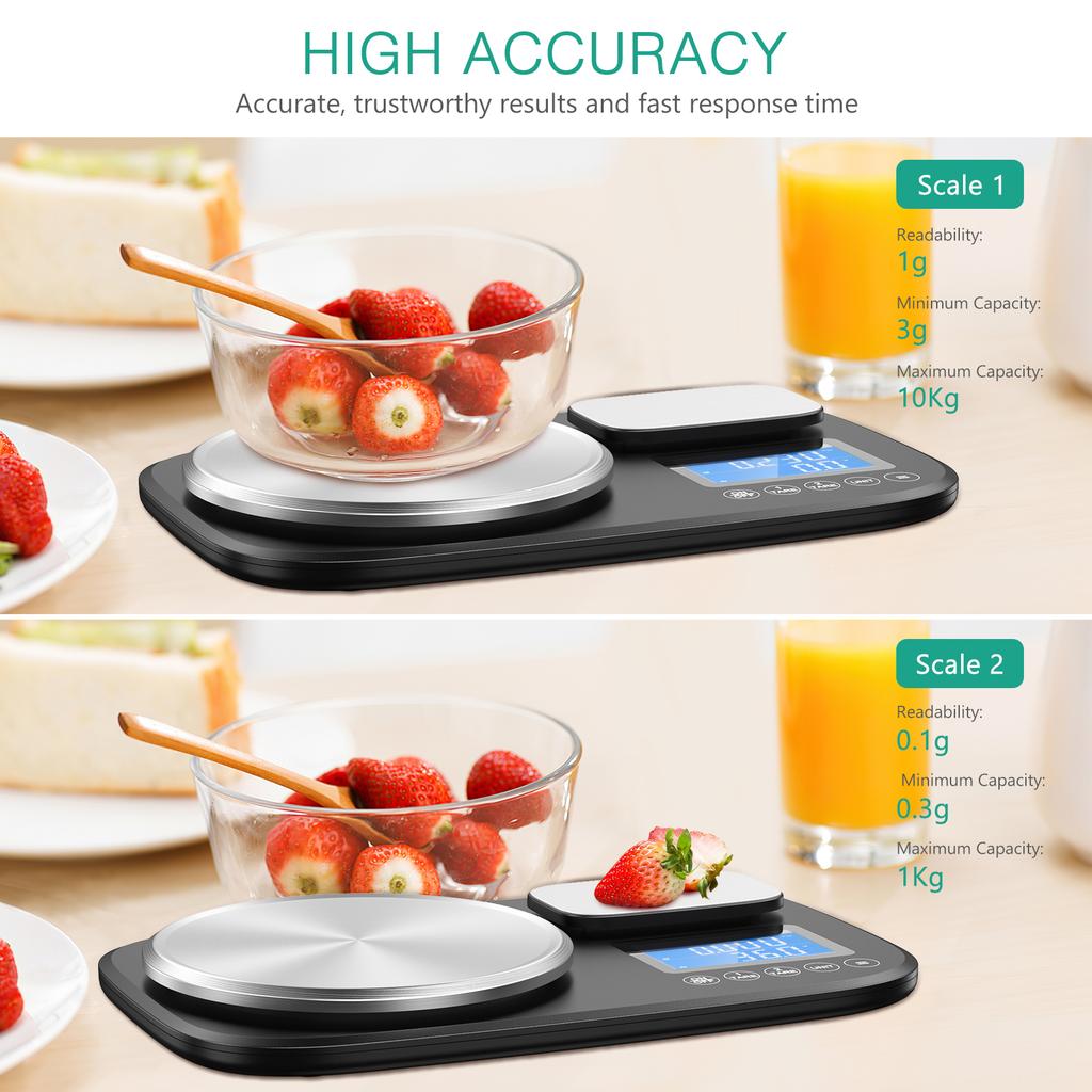 10Kg 1g Kitchen Scale With Double Pan Electronic Digital Coffees Scale 1Kg Multi-function Food Scale Measures Tool