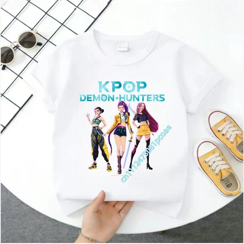Summer Kpop Demon Hunters Print Graphic Tshirt Kids Clothes 2026 Movie T Shirt Girls Boys Short Sleeve Tops Comfortable T-shirt