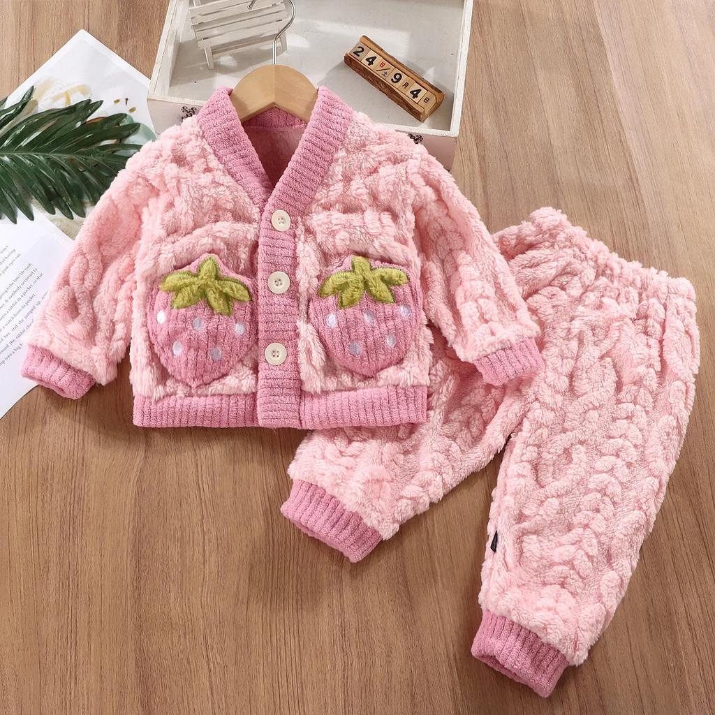 New Autumn Winter Kids Thicken Warm Pajamas Baby Cute Cartoon Soft Flannel Sleepwear Boys Girls Casual Clothing Sets Pyjamas