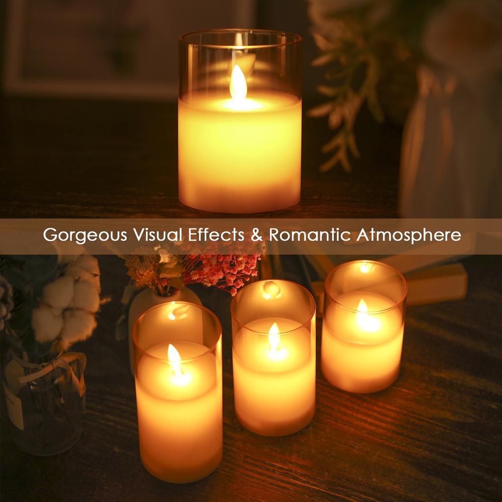 Flickering Flameless Candle Lights with Remote Controller 3pcs Batterys Operated Realistic LEDs Candles Warm Lighting Candle Lights with 2 Lighting