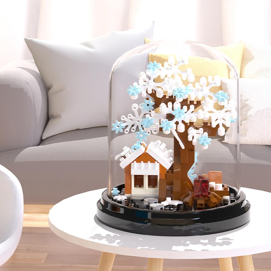 Four Seasons Mini Tree House Building Blocks Kids Toys 3D Puzzle Assembly Building Toys Tabletop Decorations
