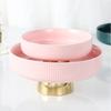 Color Stripe High Foot Shape Ceramic Plate Living Room Fruit Plate Dessert Bowl  Snacks Dishes Home Furnishing Trinket Dish