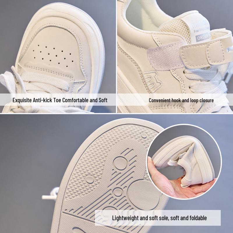 2025 Autumn Girls' White Skate Shoes - Versatile Soft Sole Sports Shoes for Older Kids