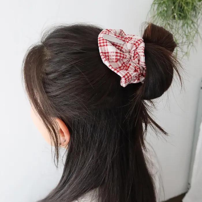 baby scrunchie baby scrunchie (check_red lace)