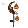 Waterproof Solar Stakes for Flower Beds Halloween Garden Stake Light, Black Cat Pumpkin on Crescent Moon with Weather Resistant Fall Ornaments Hanging