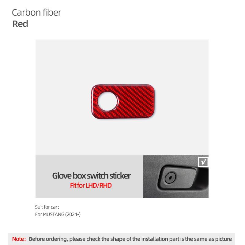 Real Carbon Fiber For Ford Mustang GT 2026 2026 Co-pilot Glove Box Switch Cover Trim Sticker Tuning Car Interior Accessories