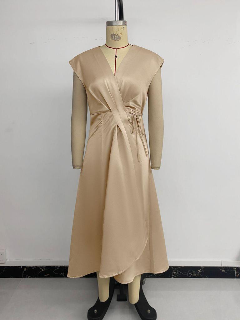 2025 Sommer Elegantes ärmelloses Satin-Abend-Hochzeitskleid