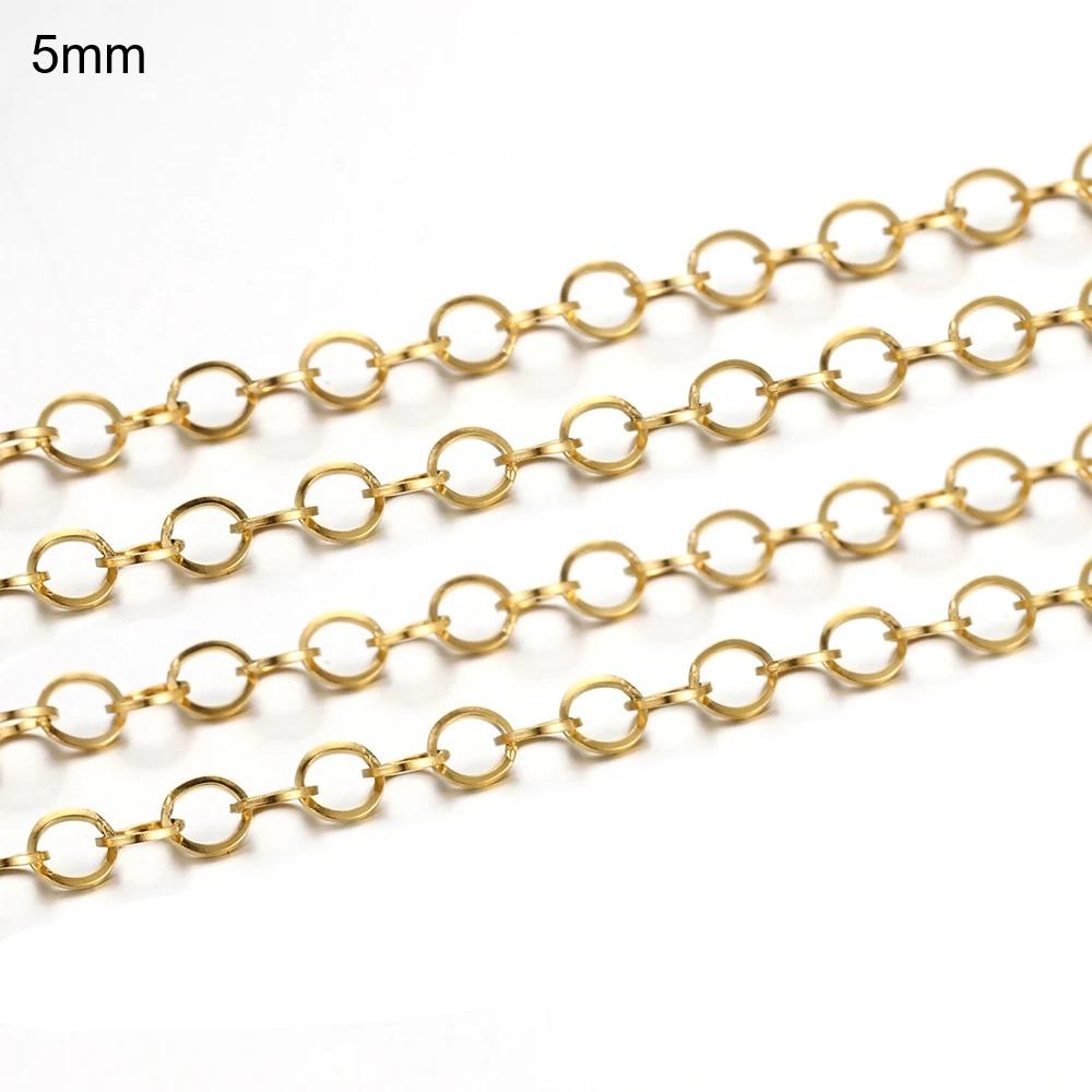No Fade 1Meter Silver Color Stainless Steel Link Chains DIY Chain for Needlework Necklaces Bracelets Jewelry Making Accessories