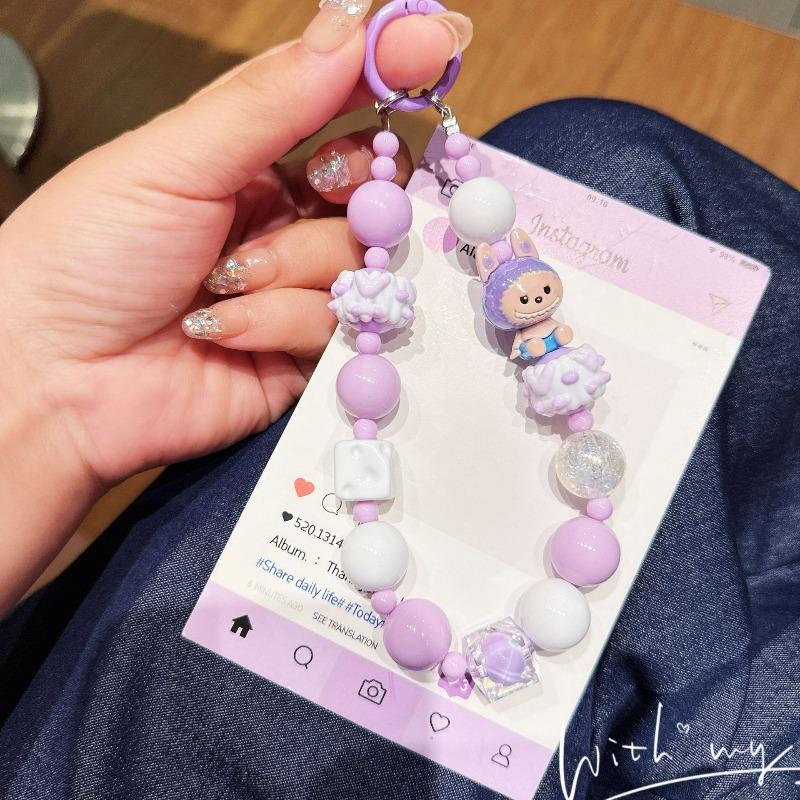 Hand-painted Beaded Cartoon Doll Mobile Phone Chain Mobile Phone Pendant Back Clip Blind Box Key Chain Pendant
