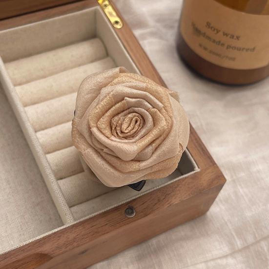 Hairpin Dry Rose Flower Decor Hair Clip with Imitation Pearls Half-Tie Hair Side-swept Hair Claw Vintage Style Hair Accessory