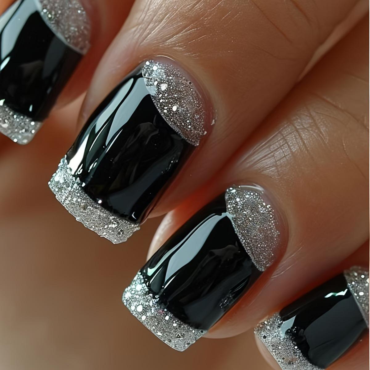 Sparkling White Edge French Nail Tips - High-End Wearable Manicure Stickers