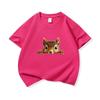 Kids Cotton T Shirt Cute Peeking Squirrel Print Crew Neck Short Sleeve Tee Casual Breathable Boys Girls Summer Tops