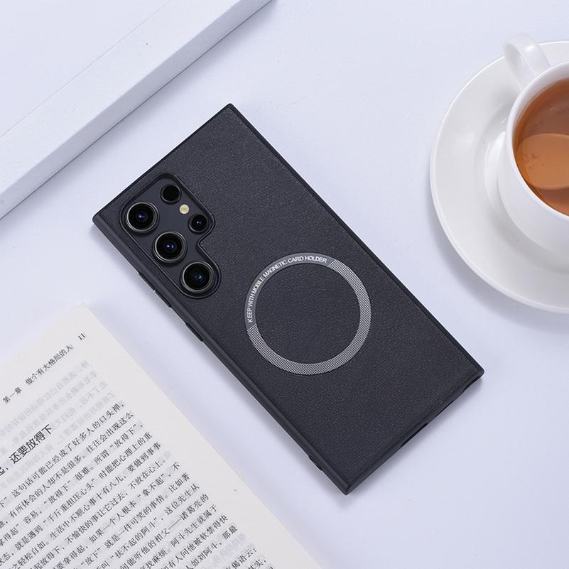 Magsafe Magnetic Wireless Charging Case For Samsung S24 Ultra S24 + S23 S22 + Galaxy S21 Plus S20 FE Luxury PU Leather Cover