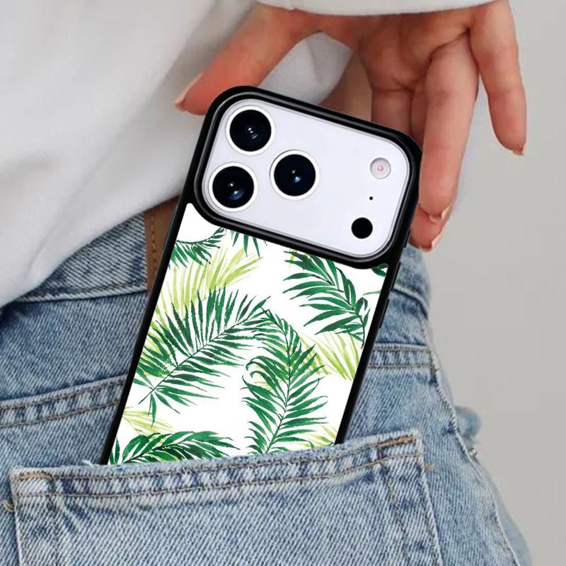 Tropical Green Plant Leaf Phone Case for iPhone 17ProMax 12 13 14 15 16e 17 Pro Max Plus Air Cover
