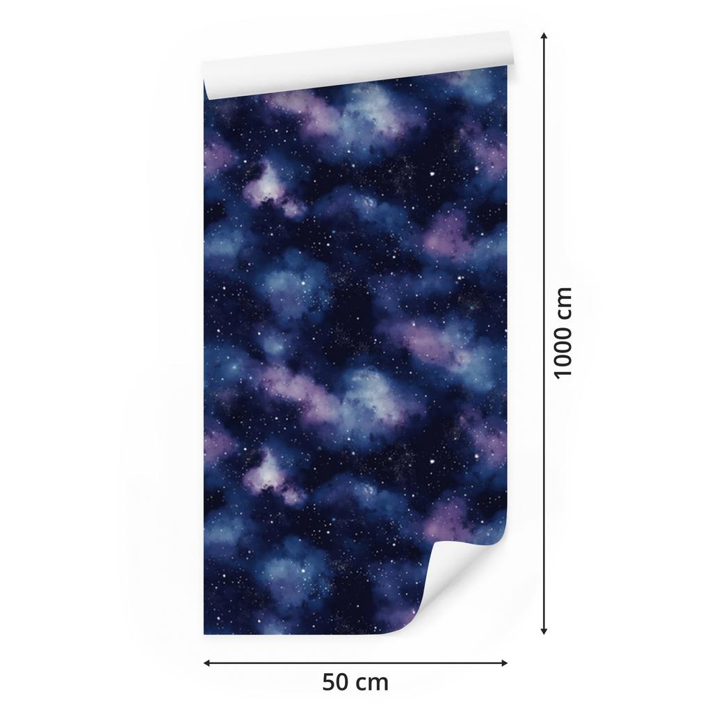 Watercolor Galaxy Wallpaper Navy Blue, Bottom Navy Blue 50x1000