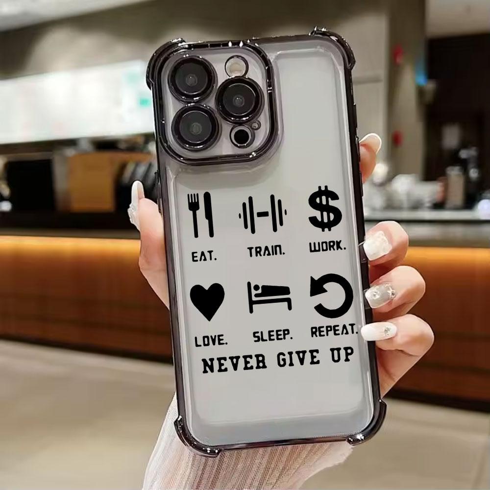 Eat Sleep Train Lift Phone Case for iPhone 17E 11 13 15 16 17 Pro Max 14 Plus 17Air 16E 12 Pro 17Pro Soft Shockproof Clear Cover