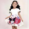2025 Summer Girls Dress Fashion Cartoon Cute Cinnamoroll &Hello Kitty 3D Printing Dresses Kids Short Sleeve Princess Clothing
