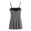 European American Summer New Sweet Retro Silm Cinched Plaid Sling Dress Small 3119309 064