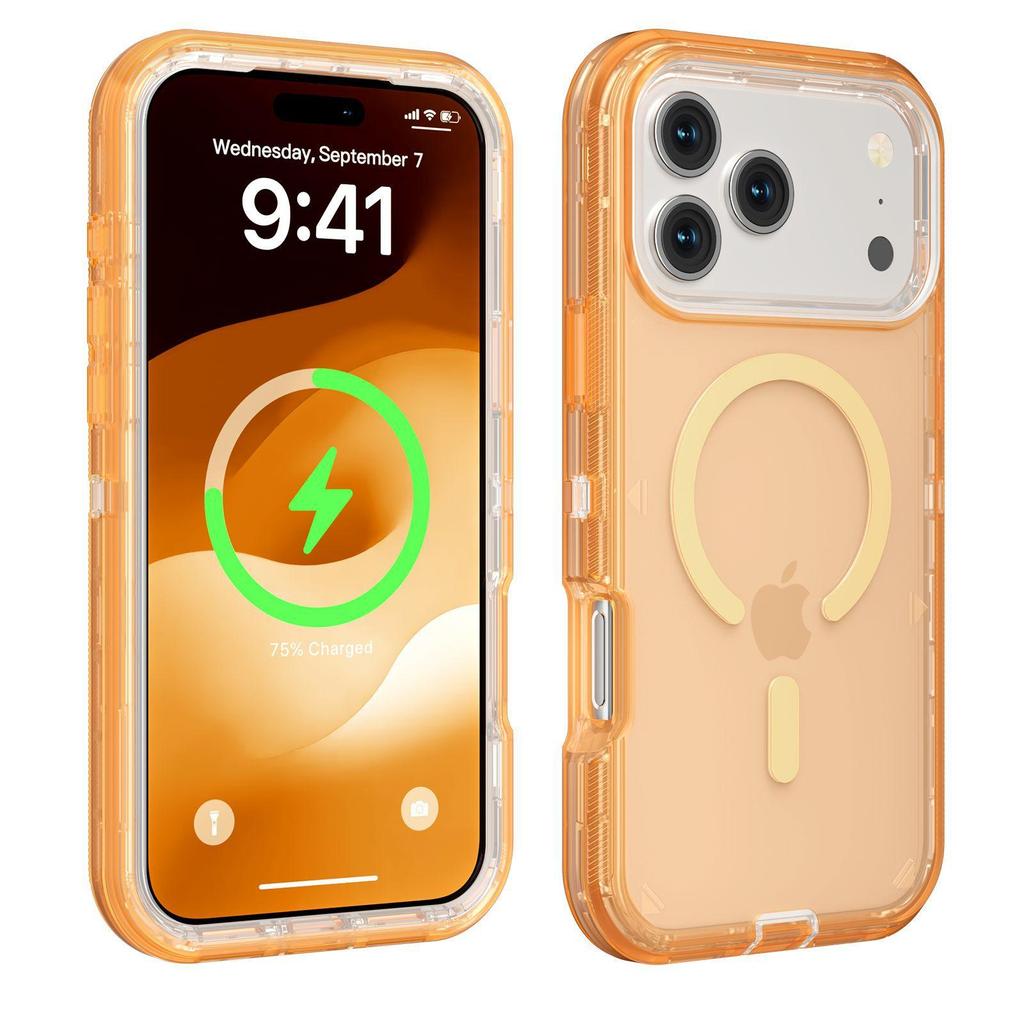 Transparent Shockproof Case For iPhone 17/16/ 15/ 14/ 13 Series Cover Compatible With MagSafe, Triple Layer Magnetic Charging, Drop-Proof Phone Case