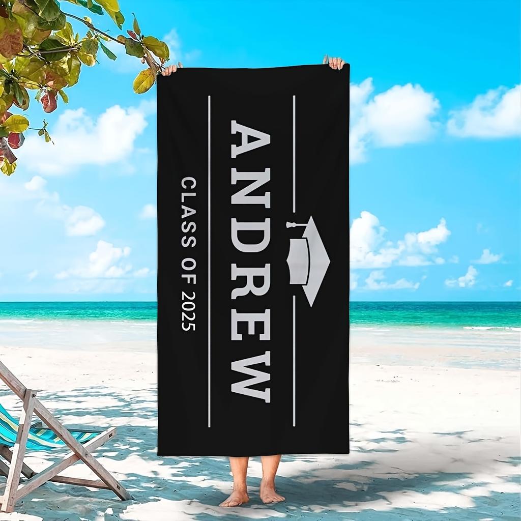 Graduation Season Personalized Beach Towel Custom Name/Logo Oversized Microfibertowel Summer Partygift For Beach Swimming Sports