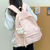 Schoolbag Korean Version Ins Simple Solid Color Backpack Female Cartoon Sweet Bow College Style Student Schoolbag Casual Backpack