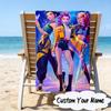 Custom Name KPop Cartoon Microfiber Beach Towel Super Soft & Absorbent for Bath, Beach, Travel  Bath Time Accessory, Fan gifts