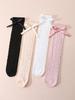4-Pack Girls Bow Decor Knee High Socks 3-8Y Breathable Mesh Anti-Mosquito Stretchy Kids Socks For Summer, School & Casual Wear