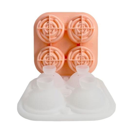 Silicone Ice Cube Mold Rose Shape Ice Ball Tray Slow Melting Whiskey