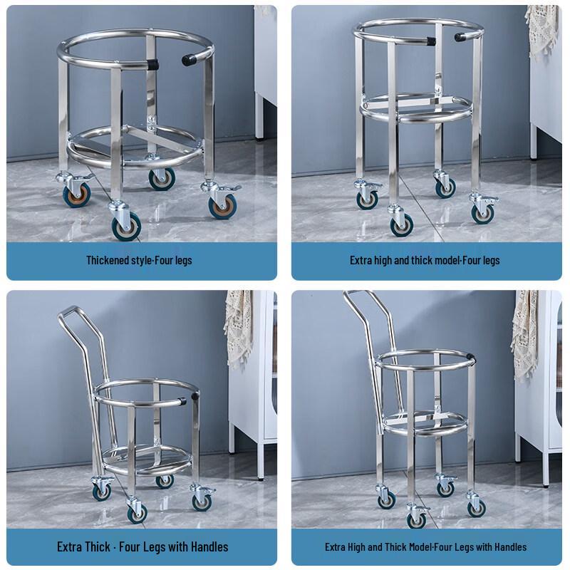Jundingying Wheeled Stainless Steel Soup Bucket Cart