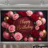 2D Flat Floral Happy Birthday Party Photo Booth Background Cloth