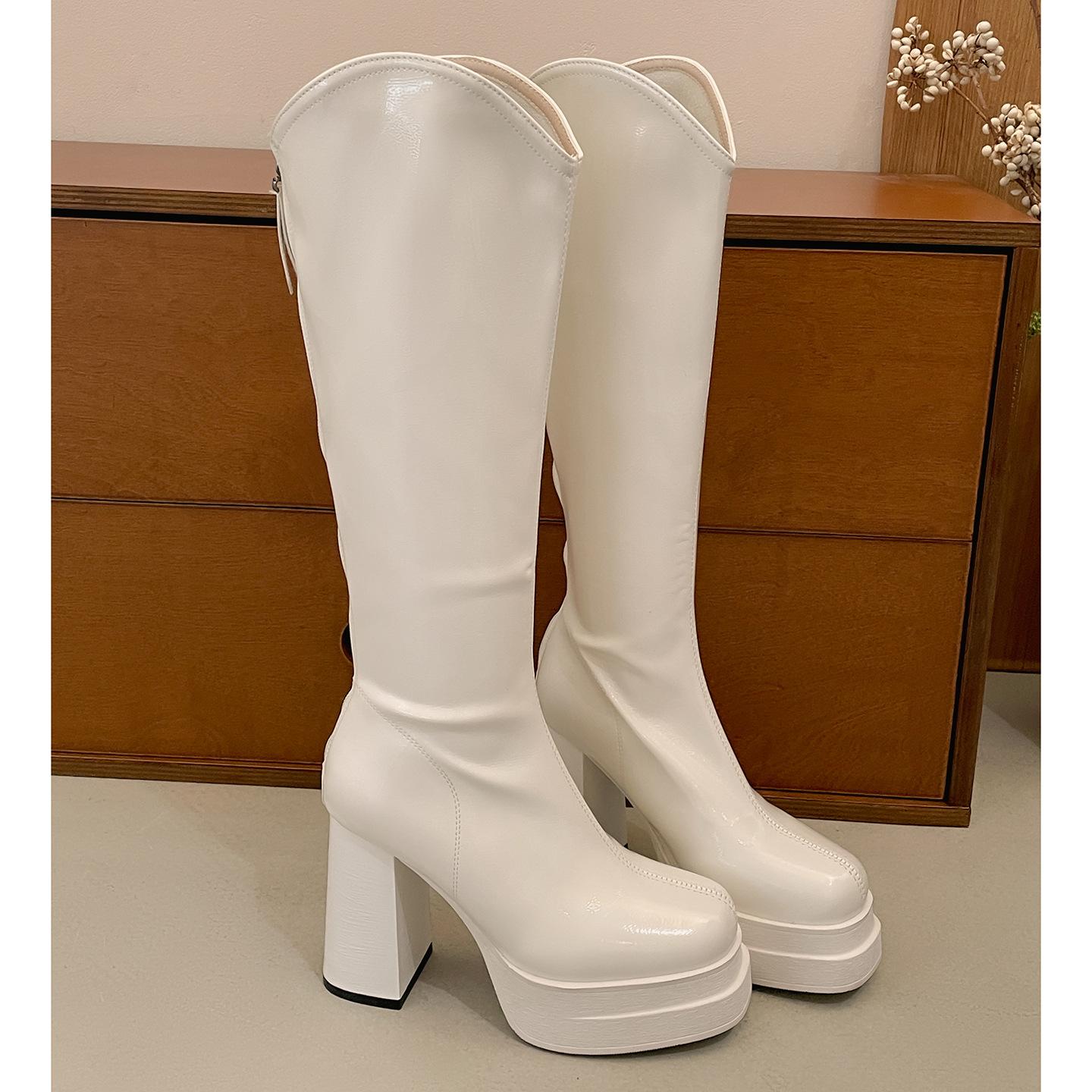 

Vintage black premium British thick heel boots children s boots 2025 new autumn small knight boots 39 белый