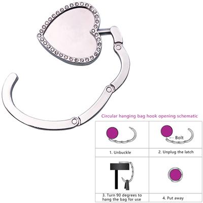 Heart Shape Folding Bag Hanger Hook  Purse Handbag Holder Table Fold Hook