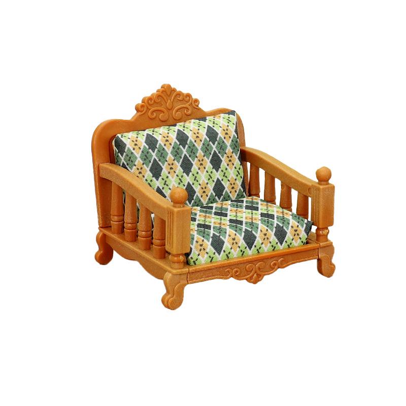 Miniature Retro Dollhouse Sofa & Coffee Table Toy Set for Kids