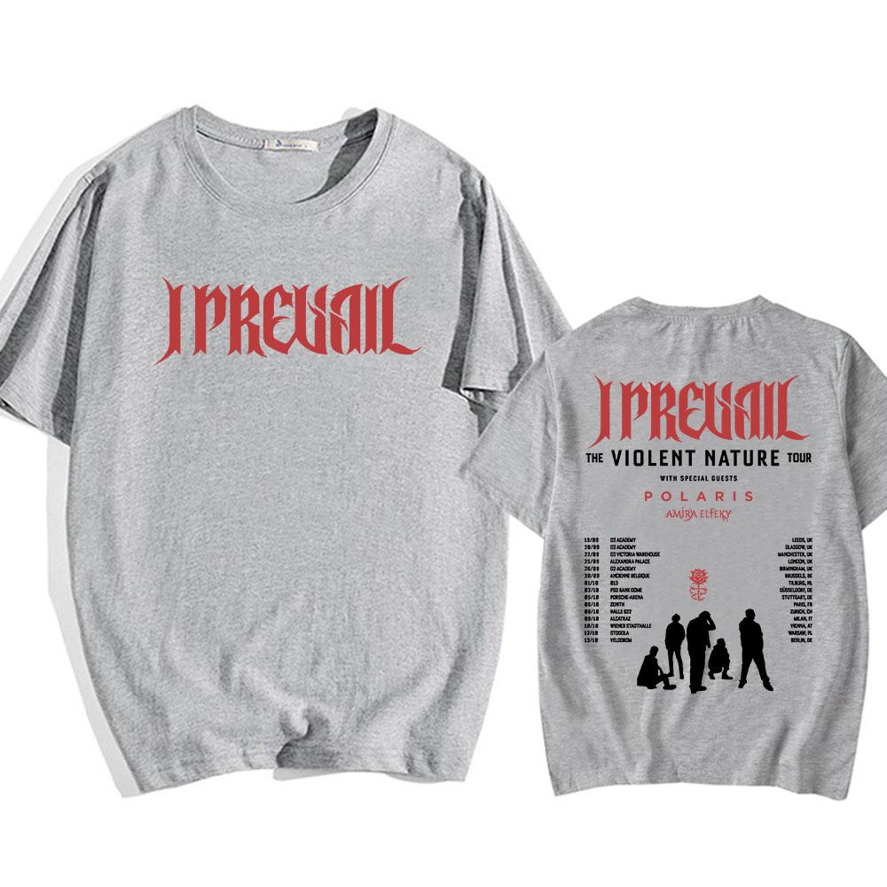 

I Prevail VIOLENT NATURE Tour 2026 T-shirt Unisex Streetwear Cotton Short Sleeve Loose Tshirts Punk Band Fashion Tees XL