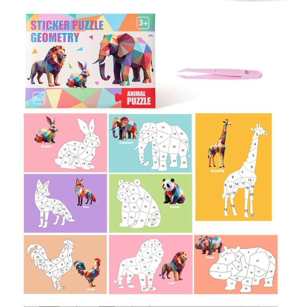 Paper 3D Geometric Sticker Books Educational Toys Montessori DIY Paste Material Kit Handmade Cute Animals Sticker Book Toddlers