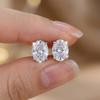 Minimalist Cute Oval Crystal Stud Earrings for Women Luxury Silver Tone Copper Cubic Zirconia Daily Gift Jewelry Accessories