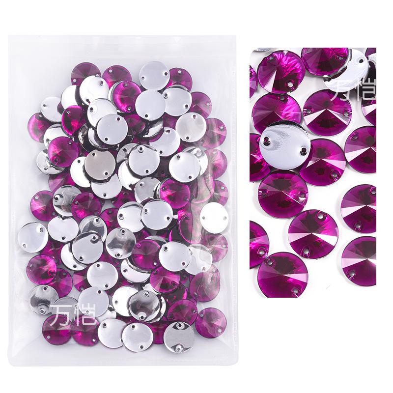 Resin Double Hole Flat Bottom Satellite Hand Seam Drill, Plated Bottom Tip Flat Buckle Diy Clothing Accessories Round Hand Seam Stone