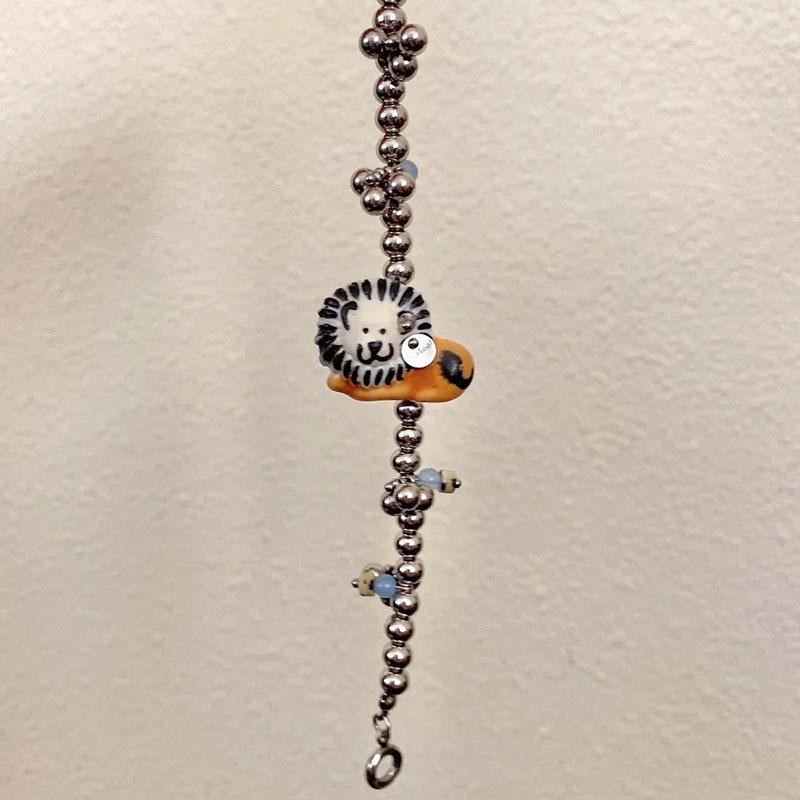 Stone lion pendant beaded bracelet light luxury niche fashion versatile bracelet personalized design sense jewelry women