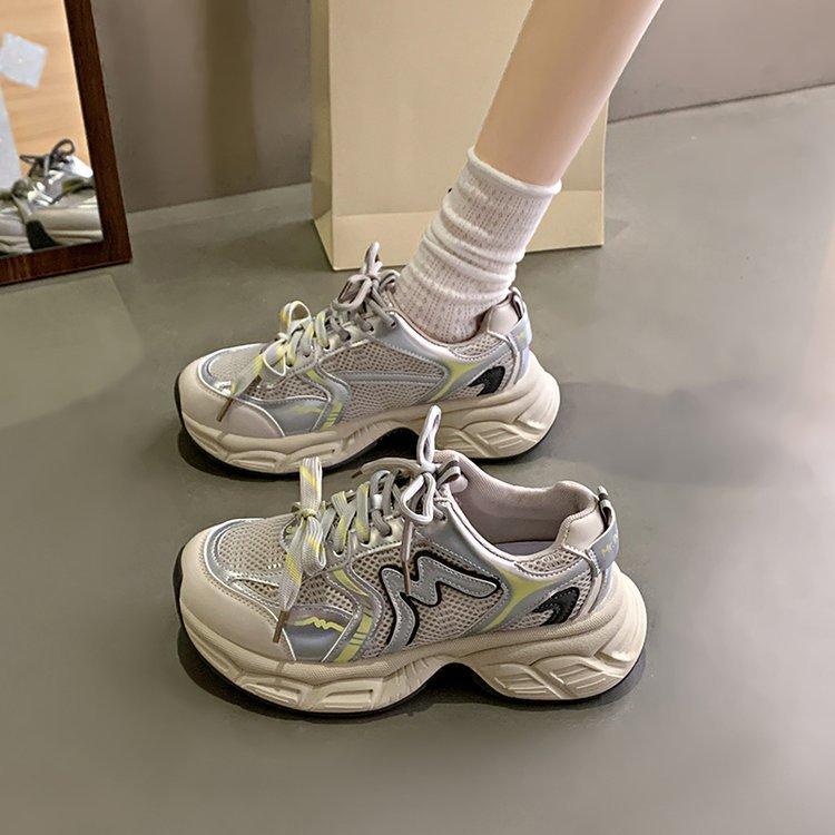 

Silver retro platform dad shoes for women s 2025 spring new comfortable ins breathable versatile casual sports shoes~ 40 сірий колір
