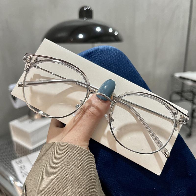 Fashion Semi-Rimless Men Glasses  Material Anti Blue Light Eyeglass Frames Korean Fashion Women'S Glasses
