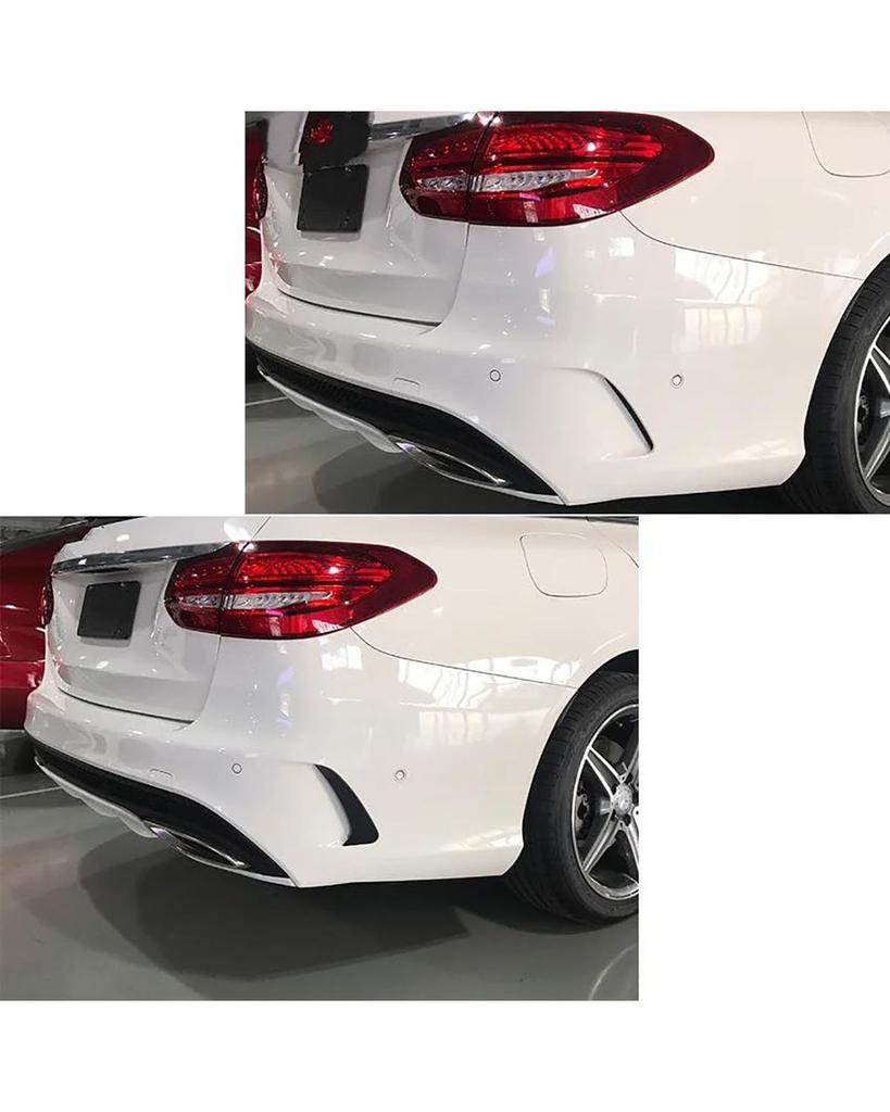 Stoßstangenspoiler für C-Klasse W205 C205 S205 Coupé Limousine Kombi Glanzschwarz Heckstoßstange