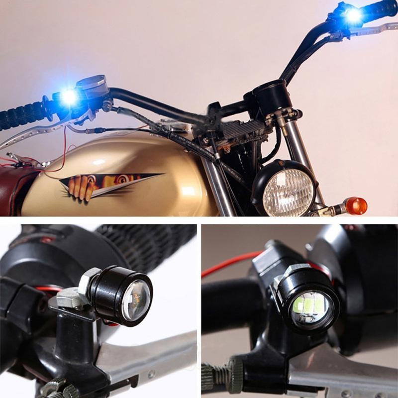 2x Blue Motorcycle Spotlight Hawkeye LED Headlight Daytime Running Light Driving 2x Blue Motorcycle Spotlight Hawkeye LED Headlight Daytime Running Light Driving