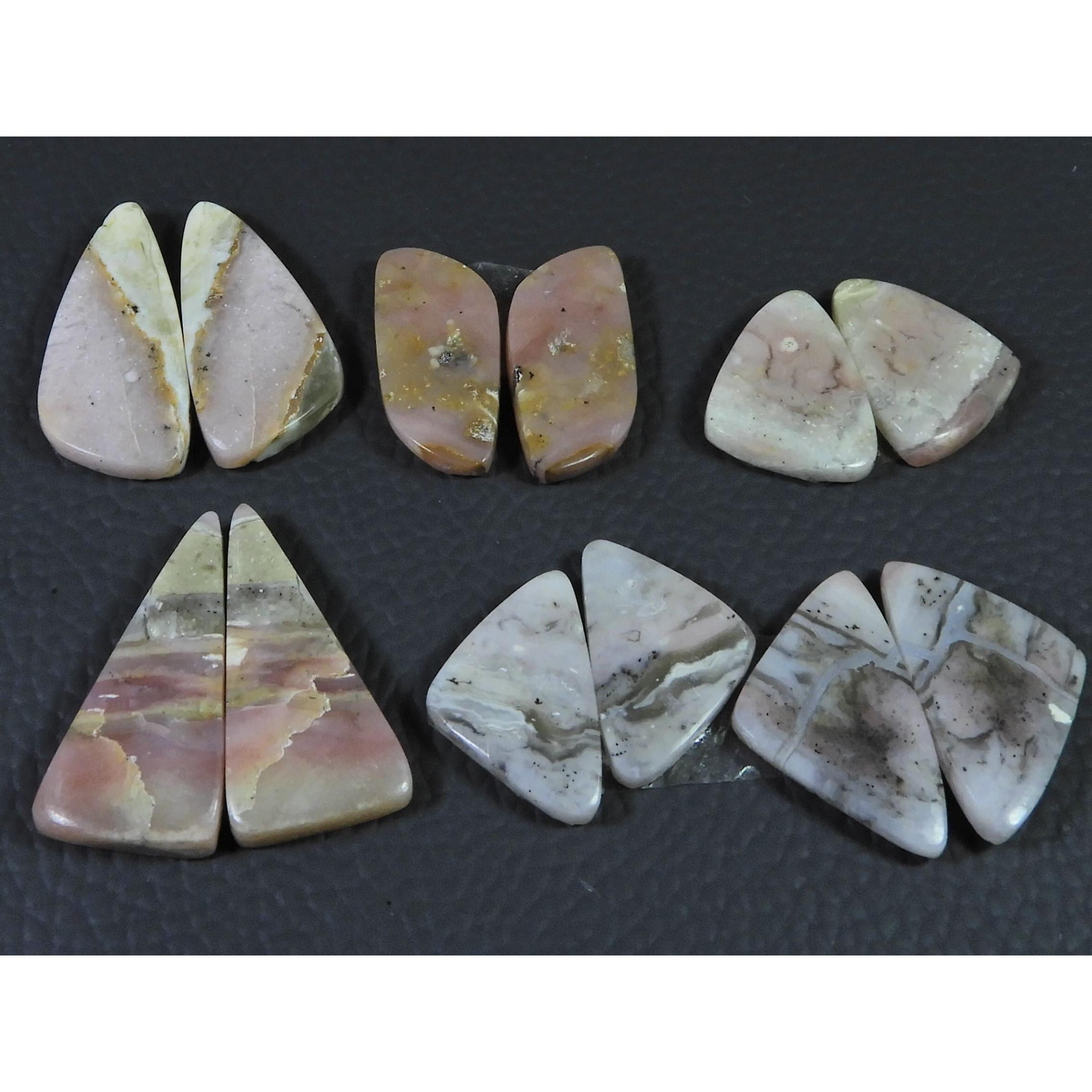 

115Cts. Natural Pink Opal Matched Pair Fancy Cabochon Gemstone 6 Pair Lot C-442