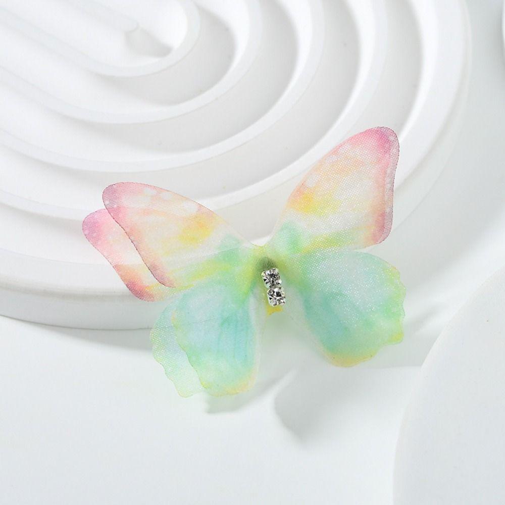 3D Organza Fabric Butterfly Appliques Gradient Color Clothes Sewing Patch  Bridal Hair Accessories