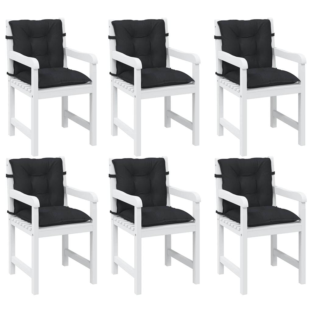 Low Back Chair Cushion Set 6 pcs Melange Black