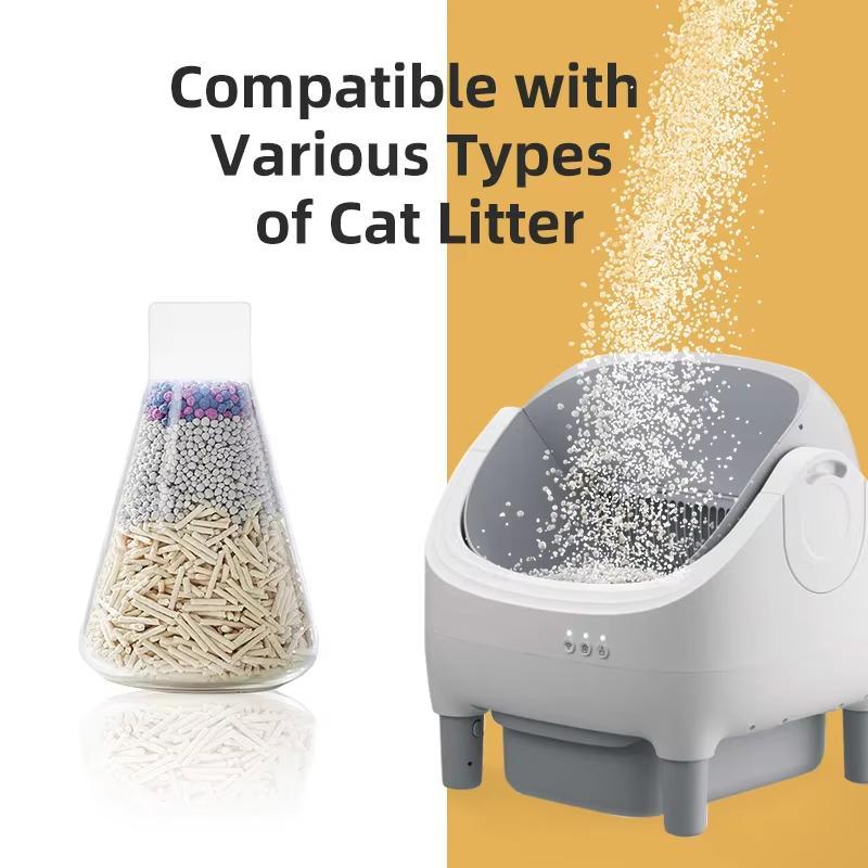 EU Warehouse Smart Automatic Cat Litter Box, Open-Top Self-Cleaning Cat Toilet with App Control and Dual Safety Sensors, Automatic Cat Litter Basin